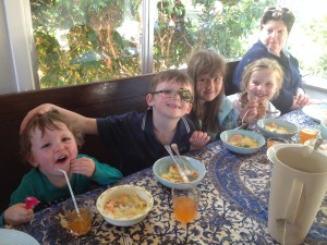 Cousins Connor and Max, us and Auntie Kim